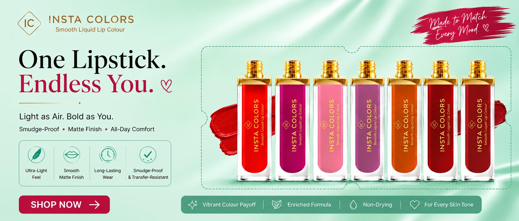 Insta Colors liquid lip colour banner
